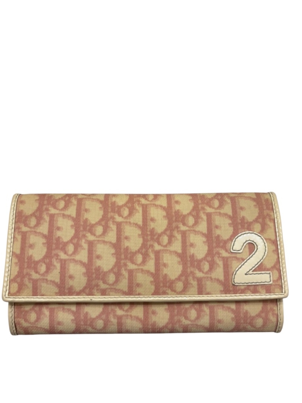 Dior Christian Dior pink and white/cream trotter wallet